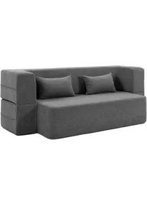 HOMCOM 2-Sitzer-Schlafsofa aus Schaumstoff mit breiten Armlehnen, 2 Kissen, Grau , Textil , 95x75x203 cm , Babymöbel & Kindermöbel, Kinderzimmer & Jugendzimmer, Schlafsofas