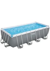 Bestway Pool SET Rectangular 56671 , Blau, Grau, Weiß , Metall, Kunststoff , Uni , 244x122x488 cm , Freizeit & Co, Pools & Wasserspaß, Pools, Aufstellpools