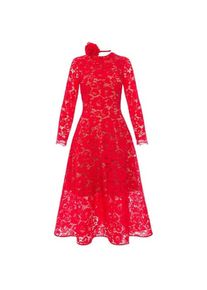 Swing Fashion, Damen, Kleider, Elegante Elena Cocktailkleid mit Spitze und dekorativer Rose, Rot, (40)
