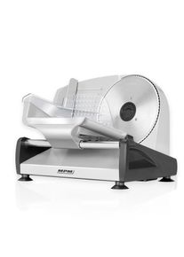 MPM MKR-04M Cortafiambres de Acero Inoxidable Semi-Profesional, Corte Ajustable 15mm, Disco Corte 19cm, Hoja Dentada, 150W, Plata