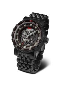 Europe, Armbanduhr, Vostok Engine Automatik Skelett Herrenuhr mit Stahlband Schwarz- NH72-571C647B