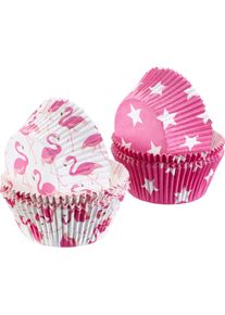 Westmark 80 Muffin Papier-Backförmchen, »Flamingo + Stern«, Backform, Weiss, Pink