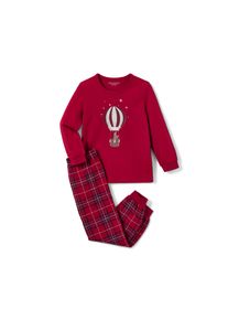 Tchibo - Kinder-Pyjama »Ballon« - Unisex - Gr. 110/116 - weiß/kariert