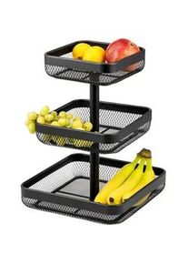eluno Obstetagere 3-St&ouml;ckig eckig Metall schwarz , 42 cm , Geschirr, Schalen & Sch&uuml;sseln, Obstschalen