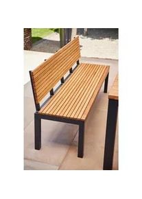 siena GARDEN Gartenbank , Naturfarben , Holz, Metall , Robinie , vollmassiv , 180x84x157.5 cm , mit Rückenlehne, abwischbar , Holzmöbel, Sitzgelegenheiten Holz, Holzbänke, Gartenbänke Holz
