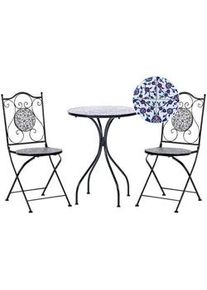 Beliani Balkonset 2-Sitzer schwarz Camprena , Schwarz, Weiß , Metall , Gartenmöbel, Gartengarnituren, Balkonmöbel-Sets