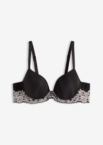 Schalen-BH mit zweifarbiger Spitze, schwarz, Größe 90B, bonprix
