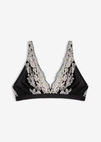 Bralette aus zweifarbiger Spitze, schwarz, Größe 70A, bonprix