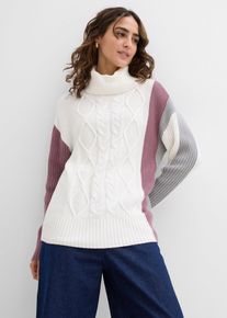 Rollkragenpullover, wei&szlig;, Gr&ouml;&szlig;e 44/46 (L), mit Baumwolle, bonprix