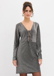 Glitzerndes Minikleid mit Schleifendetail, schwarz, Gr&ouml;&szlig;e 40/42 (M), bonprix