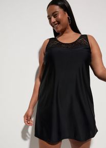 Schnelltrocknender Long-Tankini mit Spitze (2-tlg.Set), schwarz, Größe 52, bonprix