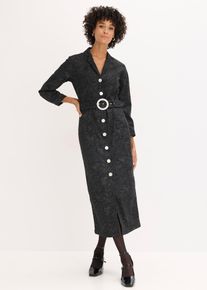 Twillkleid mit Gürtel (2-tlg.-Set), schwarz, Größe 50, mit Baumwolle, bonprix