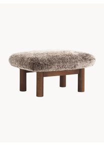 Audo Copenhagen Oak Wood Ottoman/Footrest Brasilia with Sheepskin Upholstery Brown B 74 x D 56 cm