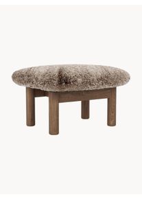 Audo Copenhagen Valnøddetræ Ottoman/Fodskammel Brasilia med Fåreskindspolstring Brun B 74 x D 56 cm
