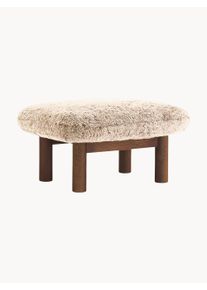 Audo Copenhagen Ottoman/Fodskammel Brasilia i Egetræ med Betræk i Fåreskind Hvid B 74 x D 56 cm