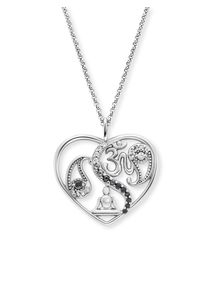 Engelsrufer Kette mit Anhänger »Yin Yang Herz Balance Tropfen Buddha und Om« Made in Germany - mit Zirkonia (synth.) in schwarz, Größe Länge: 50...