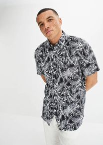 bonprix Rövid ujjú ing viszkózból, fekete, 45/46 (XXL)