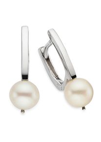 Bruno Banani , Jugendliche , Paar Creolen »Schmuck Geschenk Silbercreolen« mit Süßwasserzuchtperle , silberfarben-weiß , 6 mm , Stilvoller...