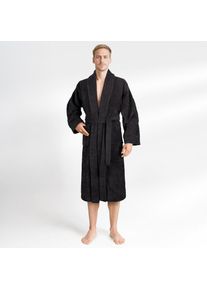 HAMMETEX , Herrenbademantel »hergestellt aus 100% Baumwolle – 380 g/m² Frottee, mit Taschen«, 1 Stk. , Schwarz , Obermaterial: 100% Baumwolle , S