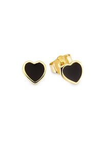 Firetti , Jugendliche , Paar Ohrstecker »Schmuck, Geschenk, Ohrstecker in Herzform schwarz emalliert« , gelbgoldfarben-schwarz , Modisches Paar...
