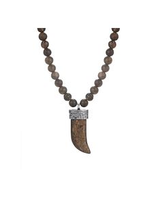 Kingka , Jugendliche , Kette mit Anhänger »Schmuck Geschenk Edelstahl Halsschmuck Halskette Zahn« mit Bronzit ,...