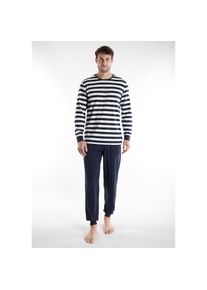 Tom Tailor , Schlafanzug »Milos«, 2 tlg. , blau-mittel-Ringel , 54 (XL) , 54 (XL) , Pyjama von Tom Tailor