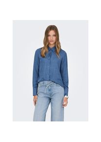 Only , Hemdbluse »ONLBETTY MELLI LS SHIRT WVN« , Medium Blue Denim Detail:MELANGE , XL , XL , Bluse von Only