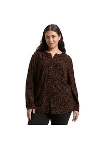 Tom Tailor PLUS , Damen , Klassische Bluse, mit Leo-Print , brown black small leo print , 44 , 44 , Klassische Bluse von Tom Tailor PLUS