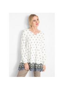 bonprix , Damen , Tunikashirt »Shirt-Tunika aus Baumwoll-Viskose-Mix«, Shirt-Tunika aus Baumwoll-Viskose-Mix , wollweiß graphisch bedruckt , 40/42...