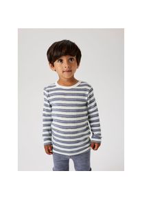 name it, Herren, Langarmshirt &raquo;NMMWANG WOOL NEEDLE LS TOP NOOS&laquo; aus reiner Merinowolle, Folkstone Gray Stripes:SNOW WHITE, 98, Folkstone Gray 