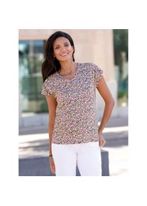 Classic Basics , Damen , V-Shirt »V-Shirt«, 1 Stk. , anthrazit-rosé , 42 , 42 , feminines Blüten-Dessin