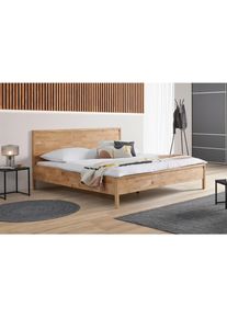 Mid.you Bett , Wildeiche , Holz , Wildeiche , massiv , Höhe ca. - cm , 180x200 cm , Lattenrosthöhe individuell einstellbar , Schlafzimmer, Komplette