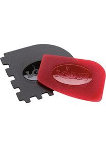 LODGE Pfannen- und Grillpfannen-Schaber 2er Set, Reinigungsutensil, Schwarz, Rot