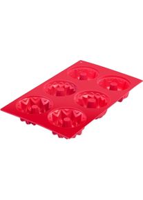 Westmark 6er Küchleinbackform Trio Silikon, rot, Backform, Rot