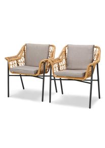Tchibo - 2 Dining-Sessel mit Polyrattangeflecht - 71x60x87cm - hellgrau - Aluminium / Polyethylen / Polyester