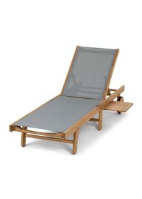 Tchibo - Liege »Lenja« mit ausziehbarem Tabletttisch - 195x64x30cm - grau - Polyvinylchlorid / Eukalyptus-Massivholz / Gummi