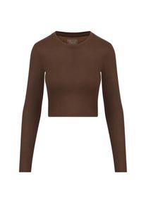 Hey Honey Women's Longsleeve Cropped Always Dressed Yoga shirt Women (M, brown)