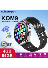 SERVO KOM9 4G SIM Cellular Network Android Smartwatch Phone 1.43" AMOLED Display 4GB 64GB GPS Camera Men watches Google Play