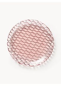 Kartell Spisetallerkener Jellies med strukturmønster, sæt af 4 Rosa Plastik Ø 27 cm