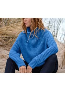 Tchibo - Gruby golf z rozpinanym kołnierzem - dla pań - rozmiar M 40/42 - kolor: niebieski