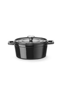 Casseruola in ghisa vetrificata., HENDI, 3,7L, Nero, 317x240x(H)105mm