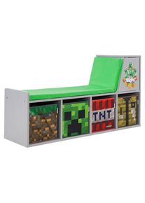 Minecraft Kindersitzbank, Grau, Gr&uuml;n, Mehrfarbig, Textil, Holzwerkstoff, 119x60x30 cm, mit Stauraum, Babym&ouml;bel & Kinderm&ouml;bel, Babyzimmer, Kindersessel & Kindertische