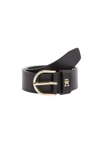 Tommy Hilfiger, Damen, Lederg&uuml;rtel &raquo;ESSENTIAL EFFORTLESS 3.5 cm breit&laquo; Ovale Einfachdornschlie&szlig;e, Logoemblem, Black, Black, Klassischer G&uuml;rtel von 
