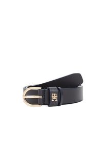 Tommy Hilfiger, Damen, Lederg&uuml;rtel &raquo;ESSENTIAL EFFORTLESS 2.5 cm breit GOLD&laquo; Logoemblem, weiche Haptik, ovale Einfachdornschlie&szlig;e, Space Blue, Space 