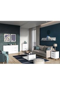 Germania , Couchtisch »California« Breite 109 cm, mit filigraner Deckplatte , Weiß/Marmor-Nachbildung + Marmor-Nachbildung