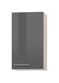 Optifit, H&auml;ngeschrank &raquo;Bern&laquo; Breite 40 cm, 70 cm hoch, mit 1 T&uuml;r, mit Metallgriff, grau Hochglanz/akaziefarben, akaziefarben -B/H/T: 40 cm x 70,4 cm x