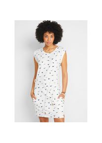 bonprix , Damen , Shirtkleid Eingrifftaschen , wollweiß bedruckt , N-Gr , 44/46 (L) -N-Gr , 44/46 (L) , Shirtkleid aus bequemem Jersey für...