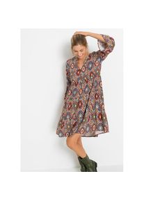 bonprix , Damen , Minikleid »Minikleid aus fließender Viskose« Minikleid aus fließender Viskose , orange / blau / grün / rot / weiss bedruckt ,...