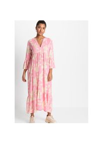 bonprix , Damen , Maxikleid »Maxikleid aus fließender Viskose« Maxikleid aus fließender Viskose , knallrosa/hellsand geblümt , N-Gr , 44 -N-Gr , 44...