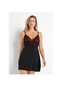 bonprix , Damen , Babydollkleid »Negligé« Negligé , schwarz/rot , N-Gr , 52/54 (XXL) -N-Gr , 52/54 (XXL) , Babydollkleid aus Polyester, Elasthan...